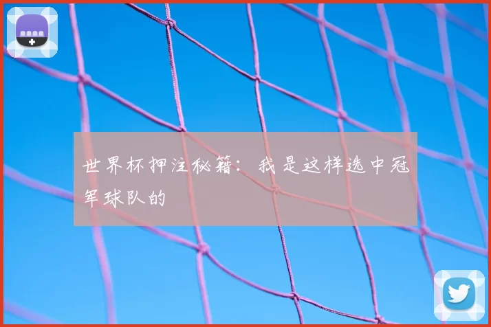世界杯押注秘籍：我是这样选中冠军球队的